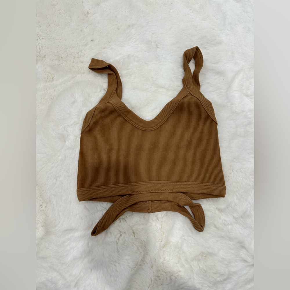 Light brown athletic crop top